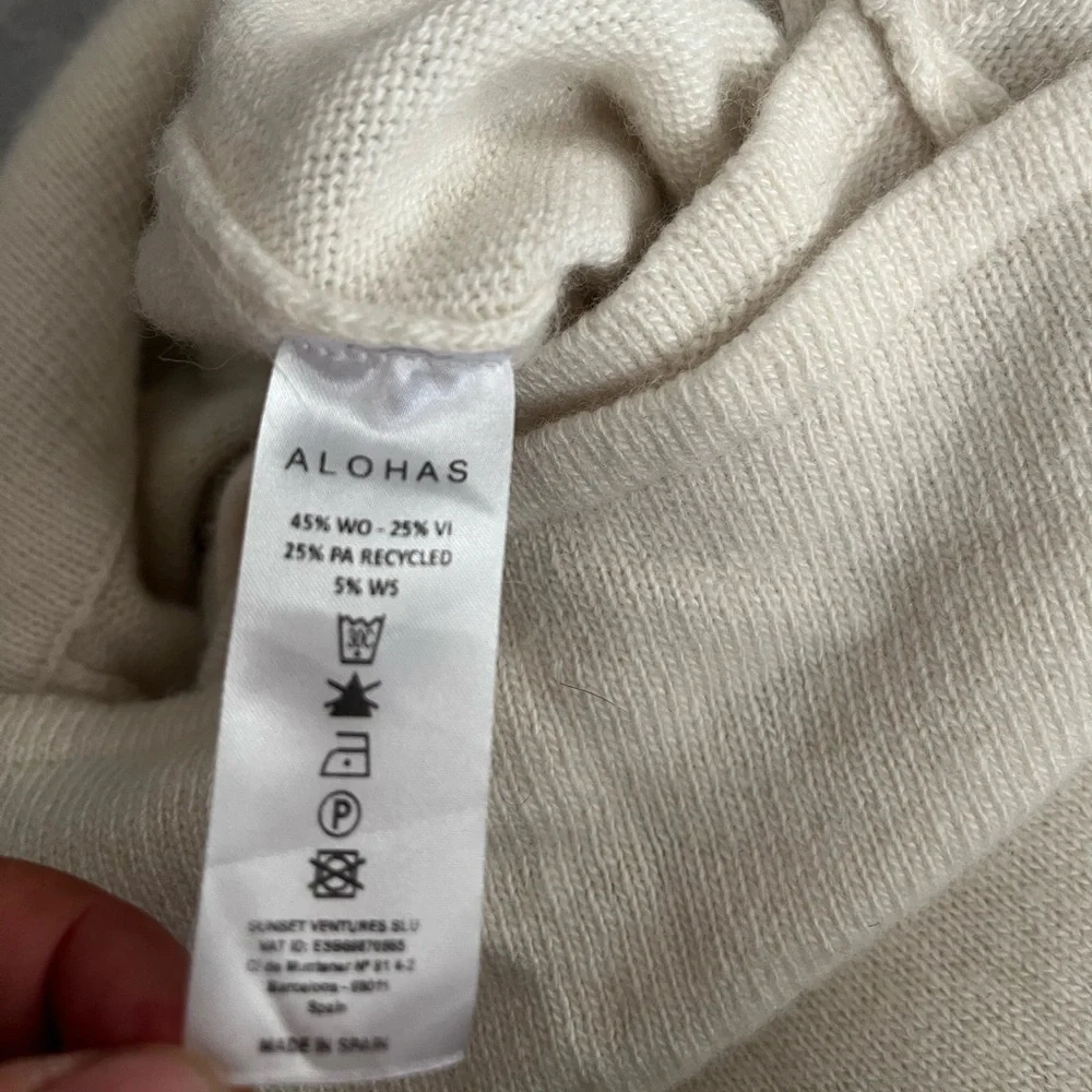 [M]ALOHAS Cream Flare Leg Wool Blend knit Jumpsuit Y2K Flared Leg - Picture 11 of 12